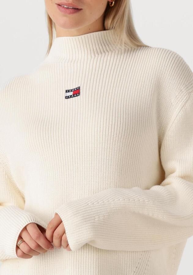 TOMMY JEANS Dames Truien & Vesten Tjw Mockneck Badge Sweater Gebroken Wit