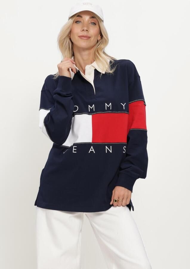 TOMMY JEANS Dames Truien & Vesten Tjw Ovs Flag Rugby Ext Donkerblauw
