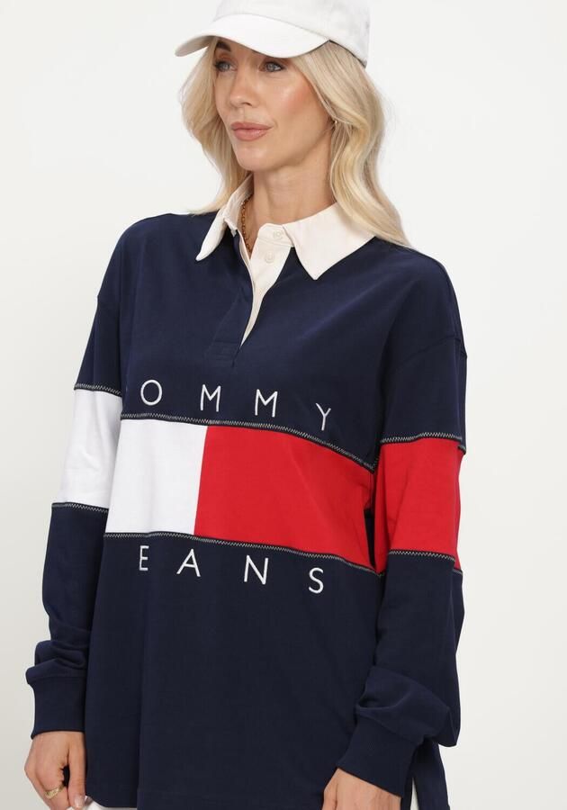 TOMMY JEANS Dames Truien & Vesten Tjw Ovs Flag Rugby Ext Donkerblauw - Foto 4
