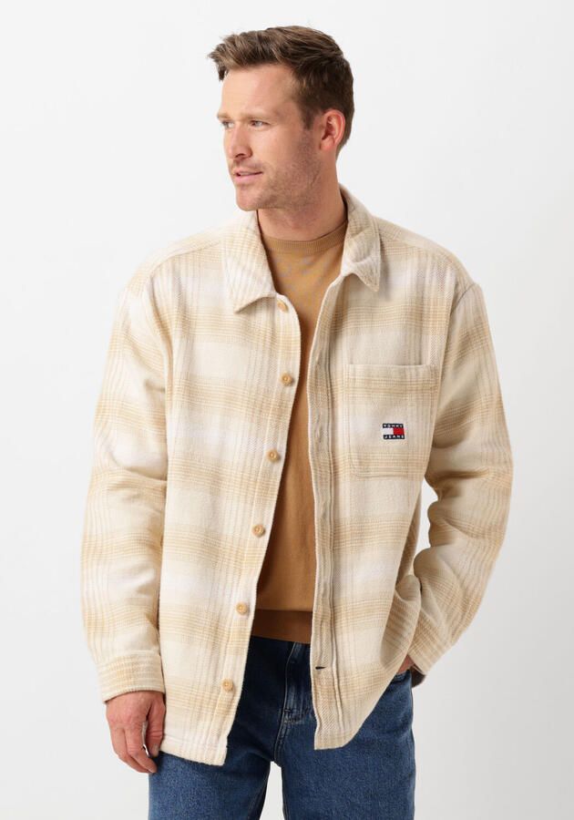 TOMMY JEANS Heren Overhemden Tjm Badge Check Overshirt Beige - Foto 4