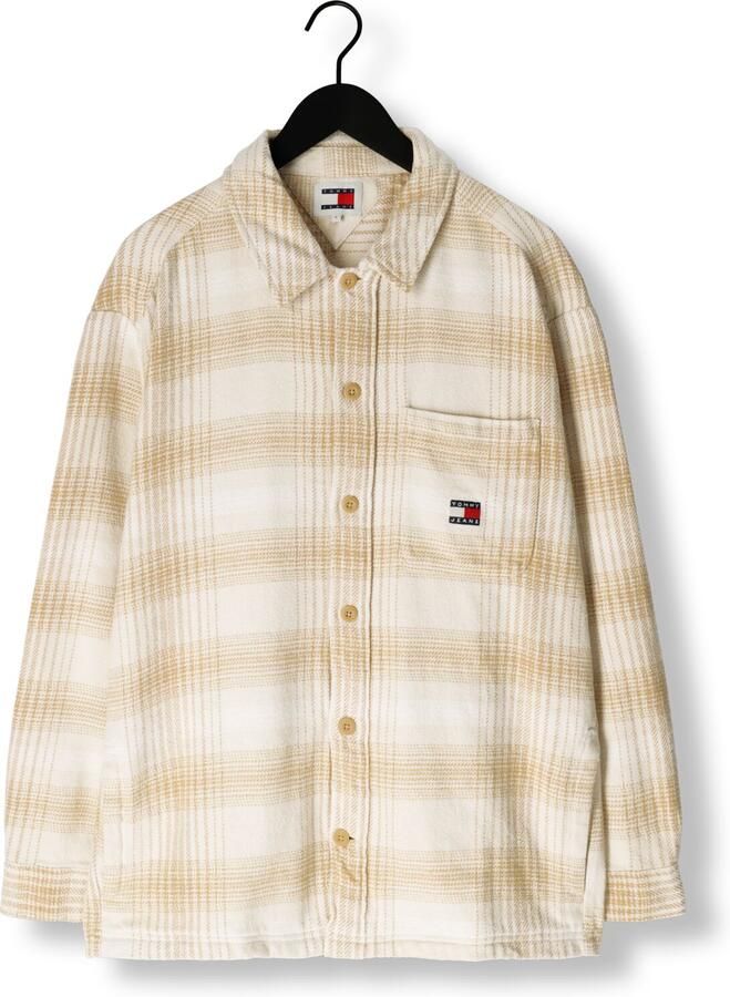 TOMMY JEANS Heren Overhemden Tjm Badge Check Overshirt Beige