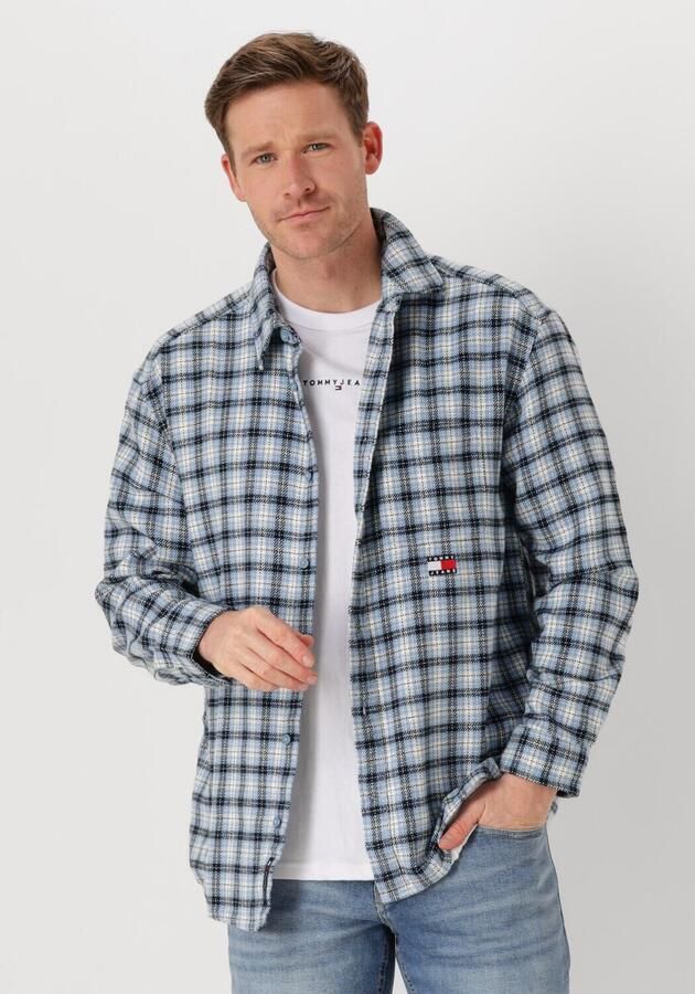 TOMMY JEANS Heren Overhemden Tjm Badge Flannel Shirt Ext Blauw - Foto 4