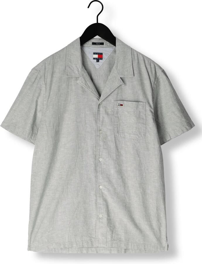 Tommy Jeans Regular fit vrijetijdsoverhemd van een mix van katoen en linnen