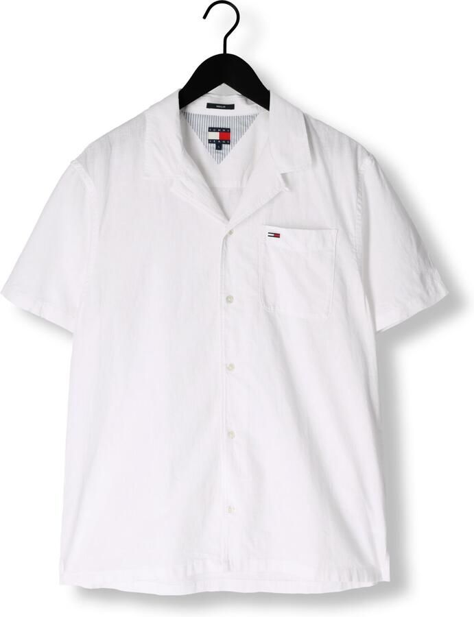Tommy Jeans Regular fit vrijetijdsoverhemd van een mix van katoen en linnen