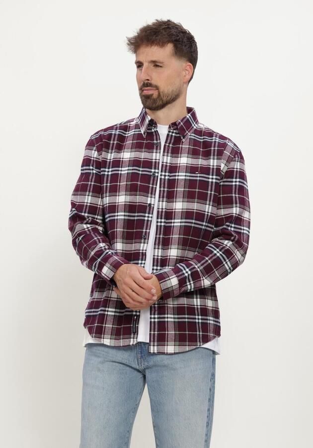 TOMMY JEANS Heren Overhemden Tjm Reg Flannel Check Shirt Ext Bordeaux
