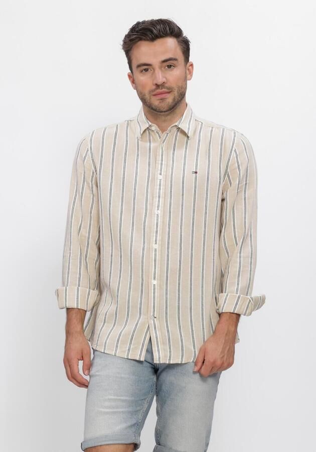 Tommy Jeans regular fit vrijetijdsoverhemd van mix van katoen en linnen