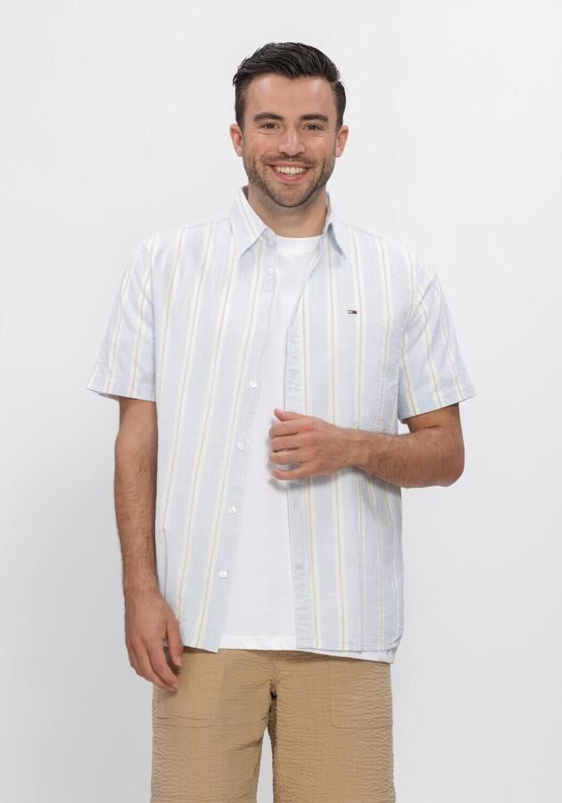 TOMMY JEANS Heren Overhemden Tjm Reg Seersuckr Ptrn Shirt Ext Lichtblauw