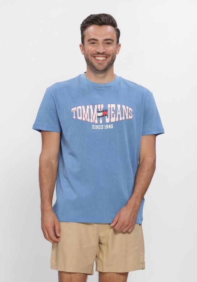 TOMMY JEANS Heren Polo's & T-shirts Tjm Reg La Waving Flag Ext Lichtblauw