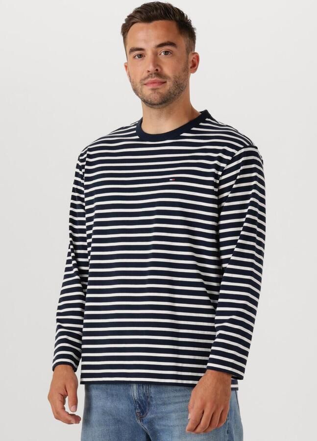TOMMY JEANS Heren Polo's & T-shirts Tjm Reg Sflag Breton Stripe Ls Blauw - Foto 4