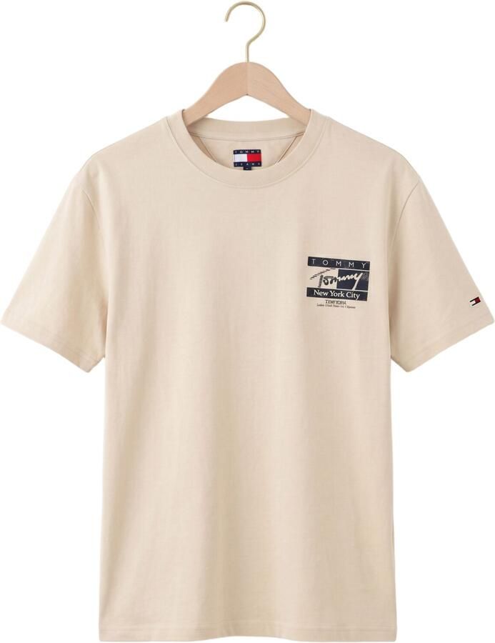 TOMMY JEANS Heren Polo's & T-shirts Tjm Reg Sign Flag Ss Tee Ext Beige - Foto 2