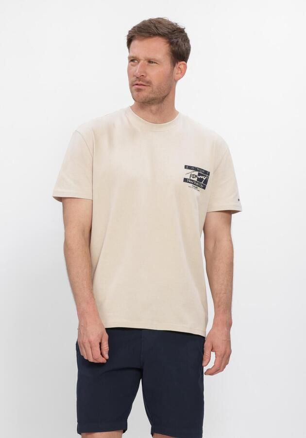 TOMMY JEANS Heren Polo's & T-shirts Tjm Reg Sign Flag Ss Tee Ext Beige - Foto 3