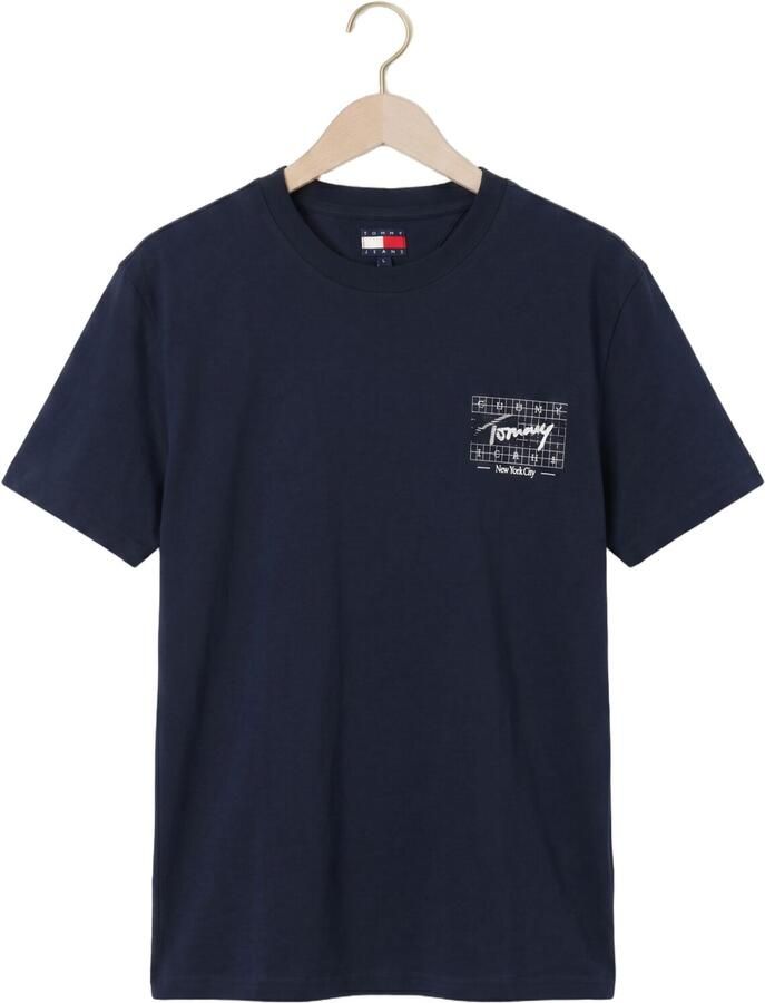 TOMMY JEANS Heren Polo's & T-shirts Tjm Reg Sign Flag Ss Tee Ext Donkerblauw - Foto 2