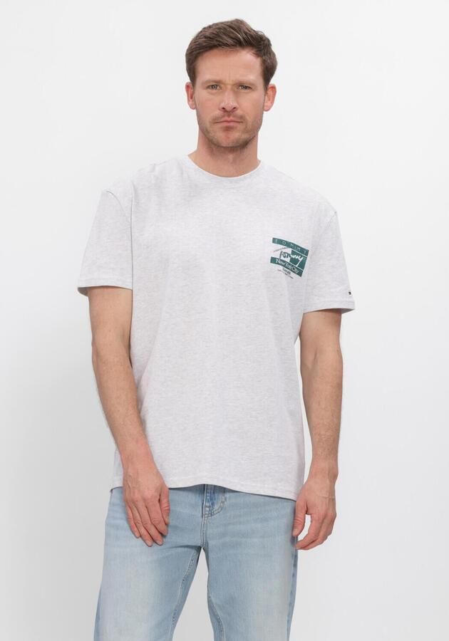 TOMMY JEANS Heren Polo's & T-shirts Tjm Reg Sign Flag Ss Tee Ext Lichtgrijs