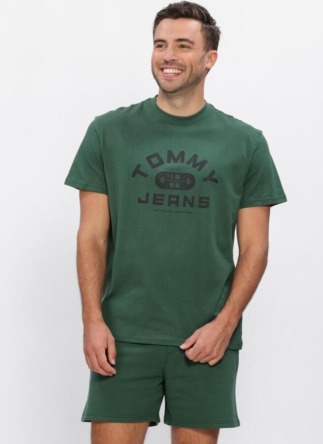 TOMMY JEANS Heren Polo's & T-shirts Tjm Reg Tj Gym Ss Tee Ext Donkergroen