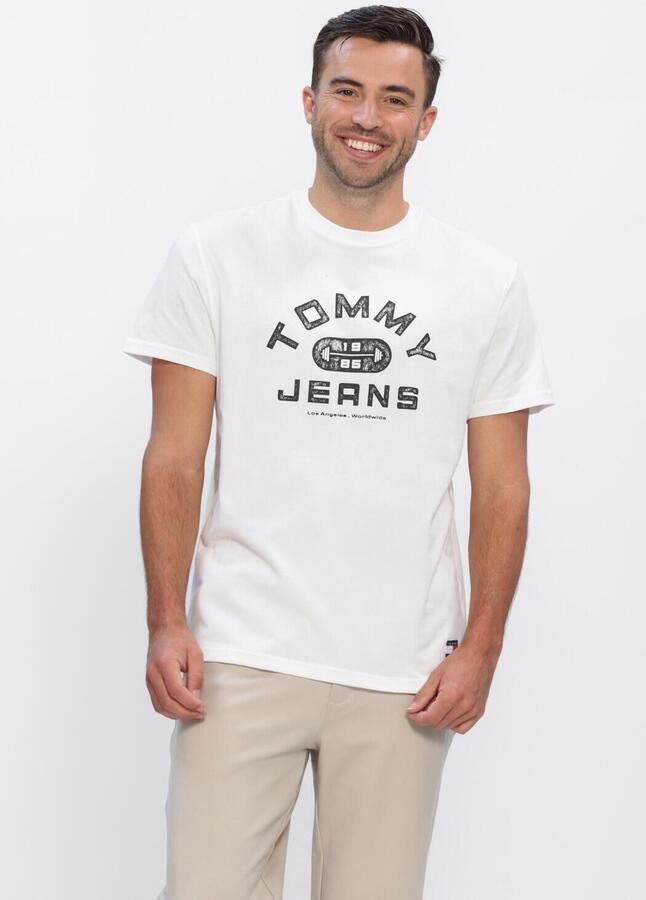 TOMMY JEANS Heren Polo's & T-shirts Tjm Reg Tj Gym Ss Tee Ext Wit