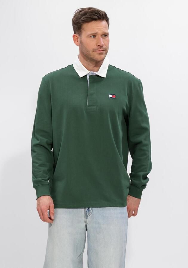 TOMMY JEANS Heren Polo's & T-shirts Tjm Rlx Ess Badge Rugby Donkergroen