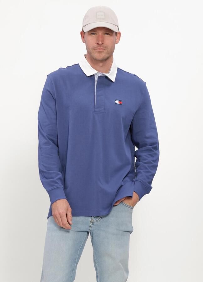TOMMY JEANS Heren Polo's & T-shirts Tjm Rlx Ess Badge Rugby Ext Blauw