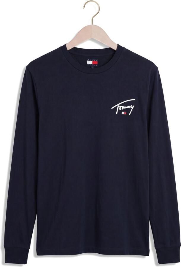 TOMMY JEANS Heren Polo's & T-shirts Tjm Slim Signature Chest Tee Ls Donkerblauw - Foto 4