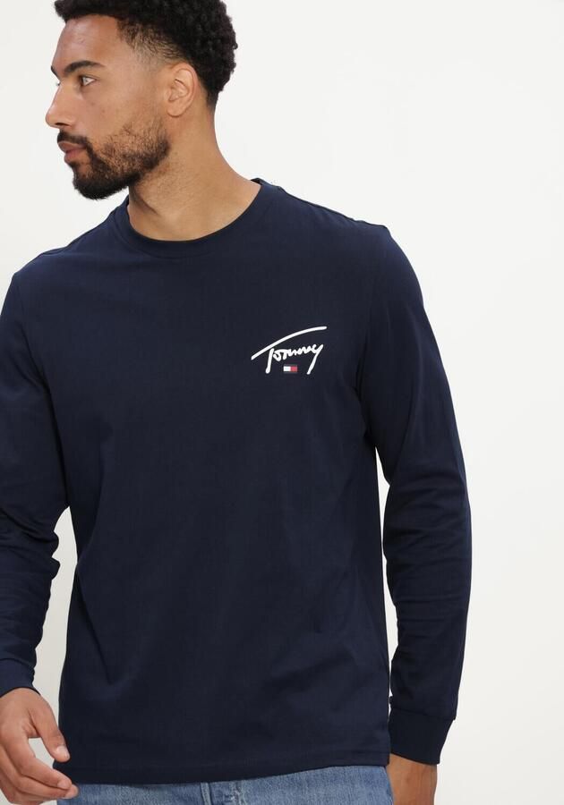 TOMMY JEANS Heren Polo's & T-shirts Tjm Slim Signature Chest Tee Ls Donkerblauw - Foto 3