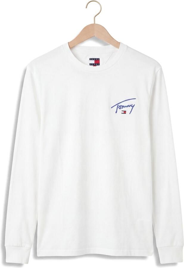 TOMMY JEANS Heren Polo's & T-shirts Tjm Slim Signature Chest Tee Ls Wit - Foto 4