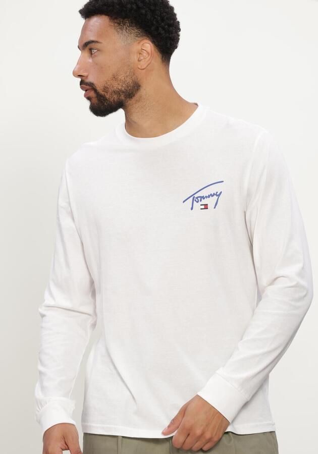 TOMMY JEANS Heren Polo's & T-shirts Tjm Slim Signature Chest Tee Ls Wit - Foto 3
