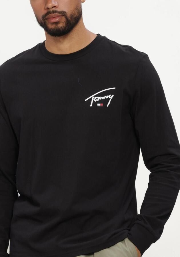 TOMMY JEANS Heren Polo's & T-shirts Tjm Slim Signature Chest Tee Ls Zwart - Foto 4