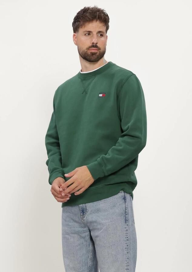 TOMMY JEANS Heren Truien & Vesten Tjm Reg Badge Crew Ext Groen