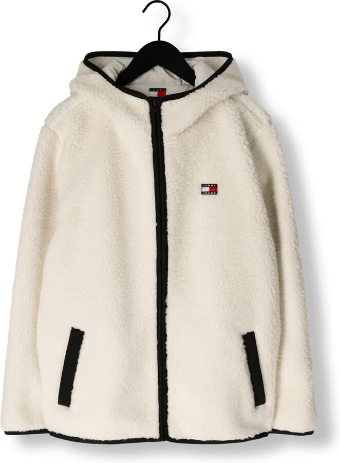 TOMMY JEANS Pluchen jack TJM REG BADGE TEDDY ZIP TRU EXT Vrijetijdsjas overgangsjas teddyjas met logopatch