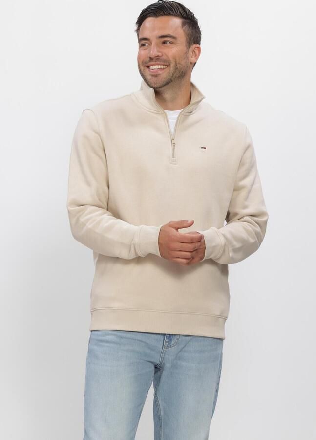 TOMMY JEANS Heren Truien & Vesten Tjm Reg Fleece 1 4zip Mock Neck Beige