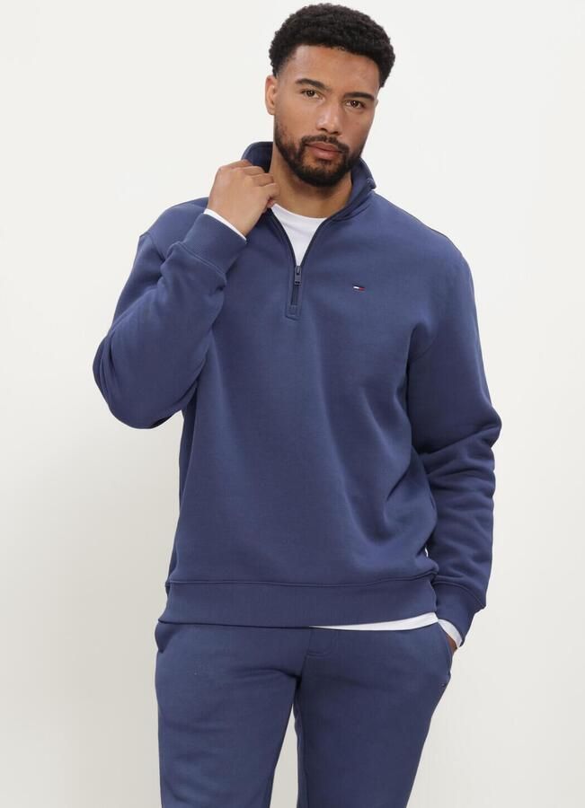 TOMMY JEANS Heren Truien & Vesten Tjm Reg Fleece 1 4zip Mock Neck Blauw