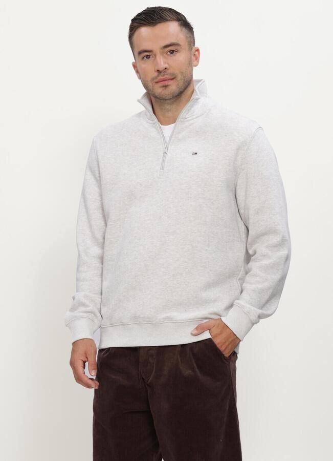 TOMMY JEANS Heren Truien & Vesten Tjm Reg Fleece 1 4zip Mock Neck Lichtgrijs
