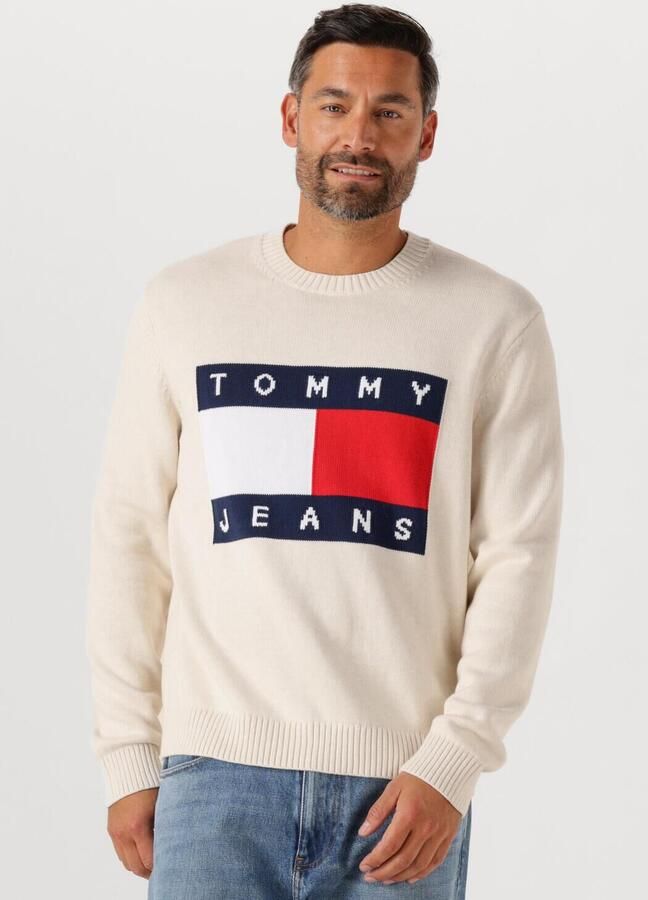 TOMMY JEANS Heren Truien & Vesten Tjm Reg Melange Flag Sweater Creme - Foto 4
