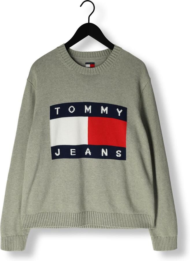 TOMMY JEANS Heren Truien & Vesten Tjm Reg Melange Flag Sweater Groen