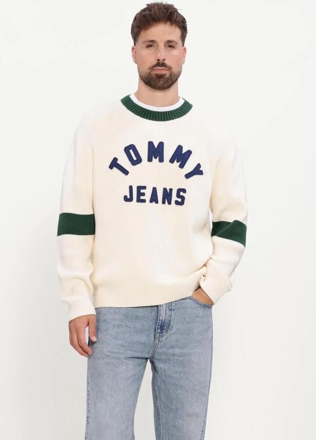 TOMMY JEANS Heren Truien & Vesten Tjm Reg New Classics Sweater Ext Wit