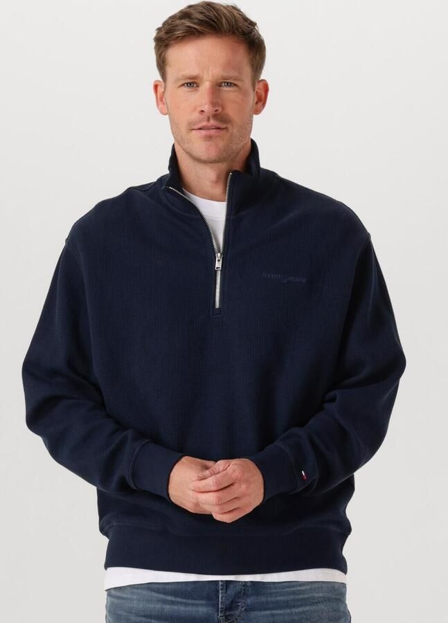 TOMMY JEANS Heren Truien & Vesten Tjm Rlx Waffle Script Qrtr Zip Donkerblauw - Foto 4