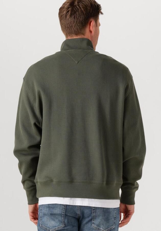TOMMY JEANS Heren Truien & Vesten Tjm Rlx Waffle Script Qrtr Zip Groen