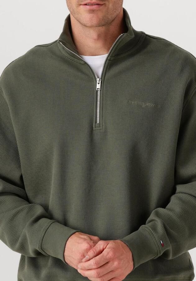 TOMMY JEANS Heren Truien & Vesten Tjm Rlx Waffle Script Qrtr Zip Groen - Foto 2