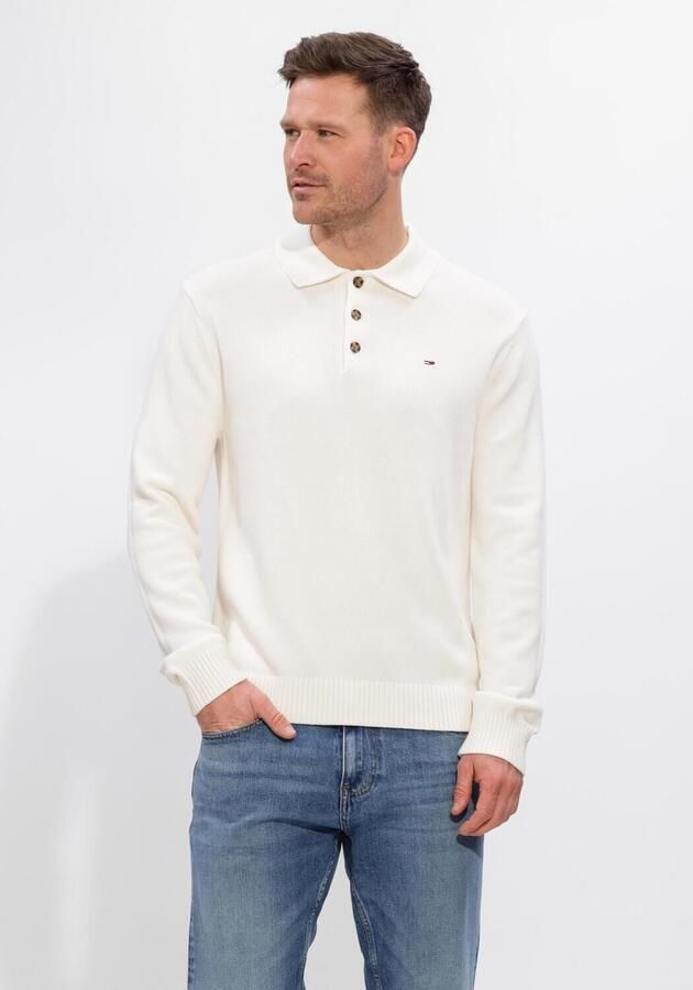 TOMMY JEANS Heren Truien & Vesten Tjm Slim Essential Polo Swtr Ext Gebroken Wit