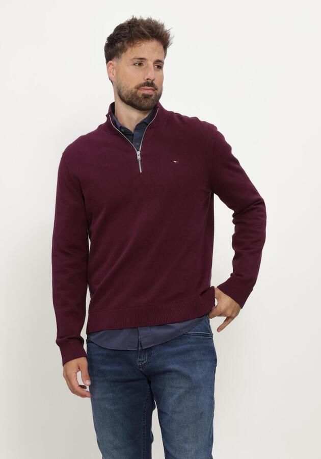 TOMMY JEANS Heren Truien & Vesten Tjm Slm Ess Light ¼ Zip Swtr Ext Bordeaux