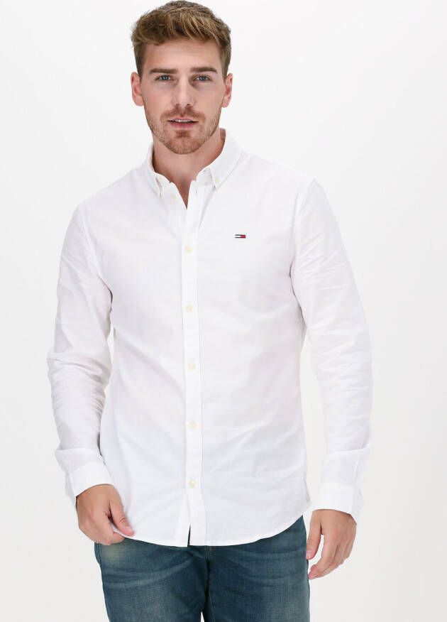 Tommy Jeans Witte Casual Overhemd Tjm Slim Stretch Oxford Shirt