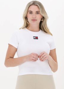 Tommy Jeans Witte T-shirt Tjw Baby Crop Rib Center Badge