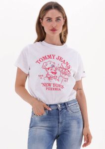 Tommy Jeans Witte T-shirt Tjw Rlxd Tj Best Pizza Ss