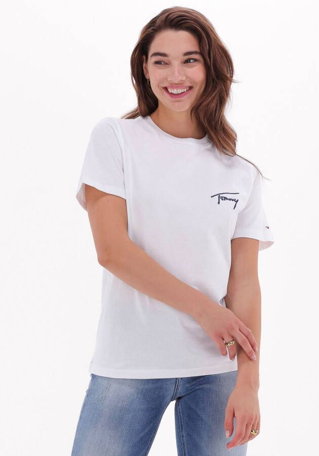 Tommy Jeans Witte T-shirt Tjw Rlxd Tommy Signature Ss