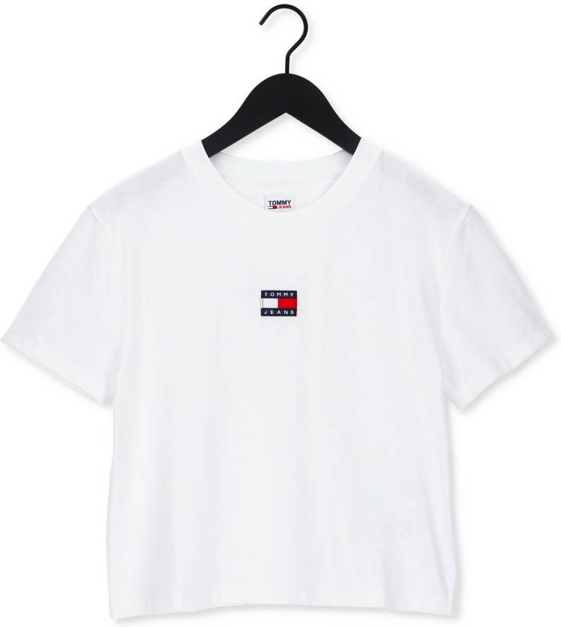 TOMMY JEANS Shirt met ronde hals TJW Tommy Center Badge Tee met klein opgestikt -logo