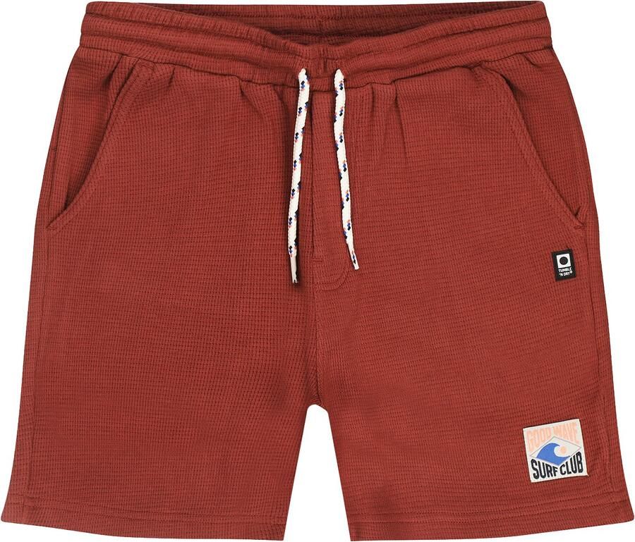 Tumble 'n Dry regular waist sweatshort roodbruin met textuur