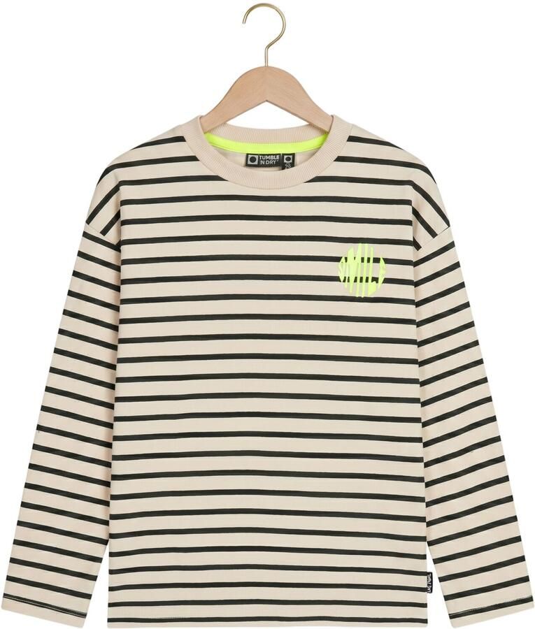 Tumble 'n Dry gestreepte longsleeve met borduursels donkergroen