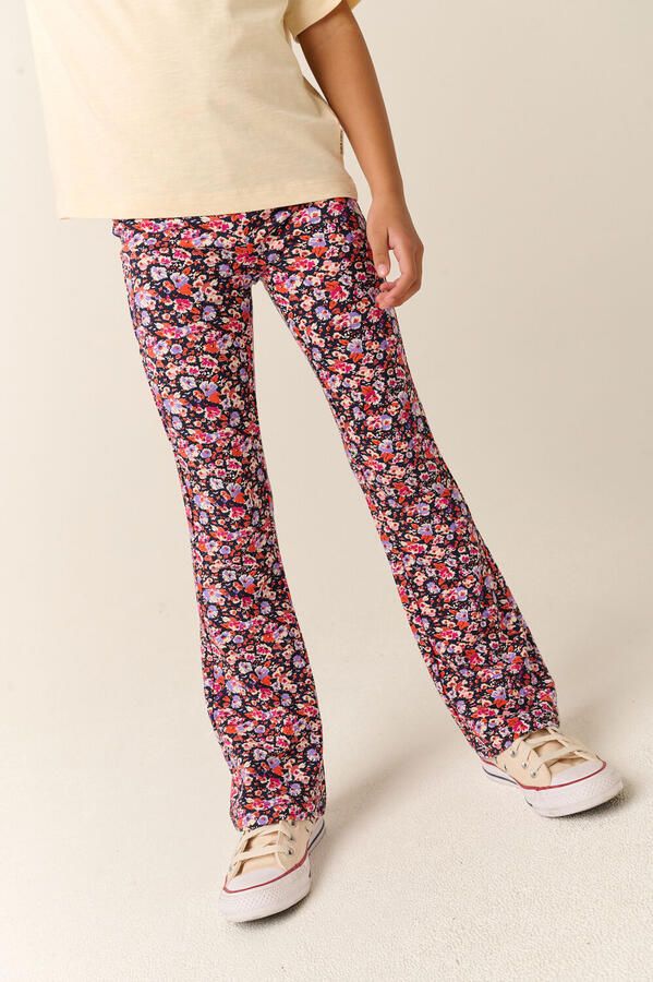 Tumble 'n Dry regular waist gebloemde flared broek donkerblauw - Foto 2