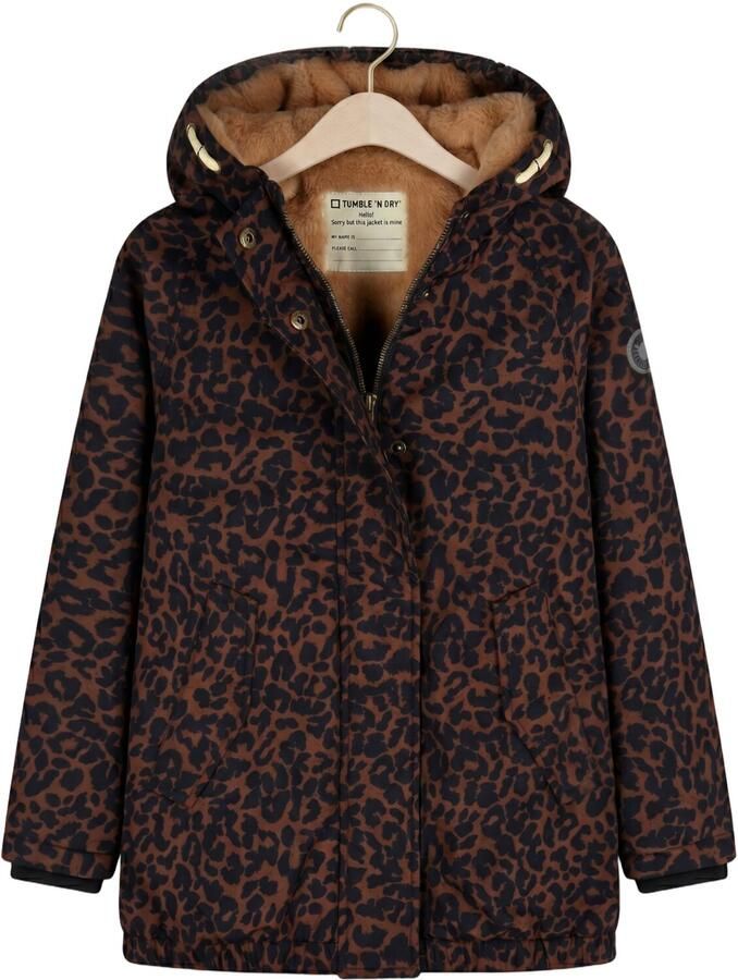 Tumble 'n Dry winterjas met panterprint donkerbruin
