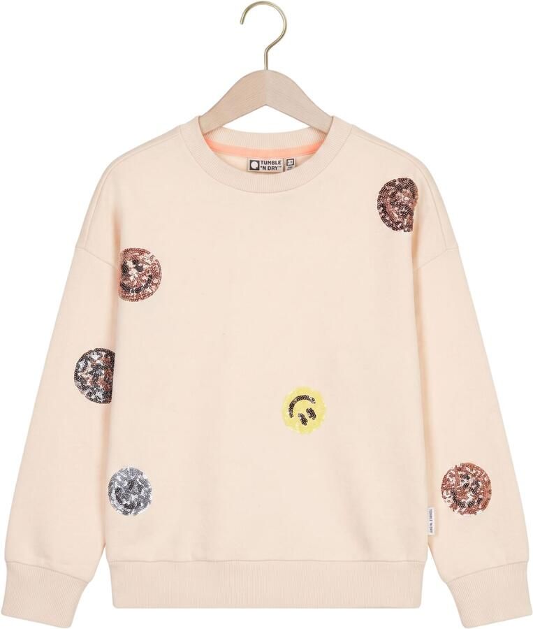 Tumble 'n Dry sweater met pailletten en print beige