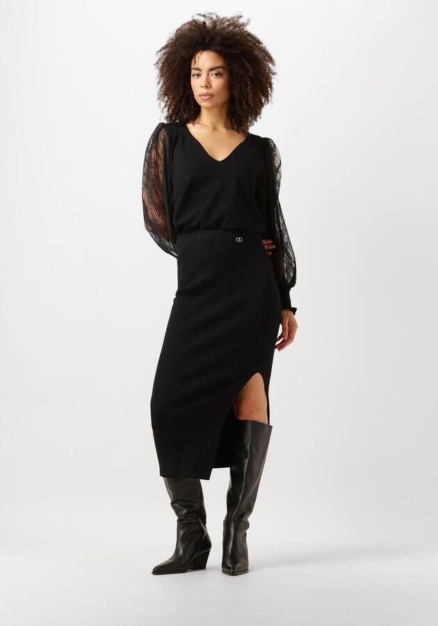 Twinset Omkeerbare Trui Zwart Kantmouwen Black Dames - Foto 4